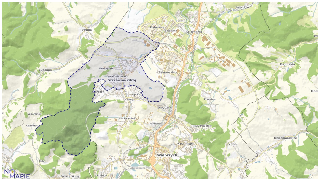 Mapa obszarów ochrony przyrody Szczawna-Zdroju
